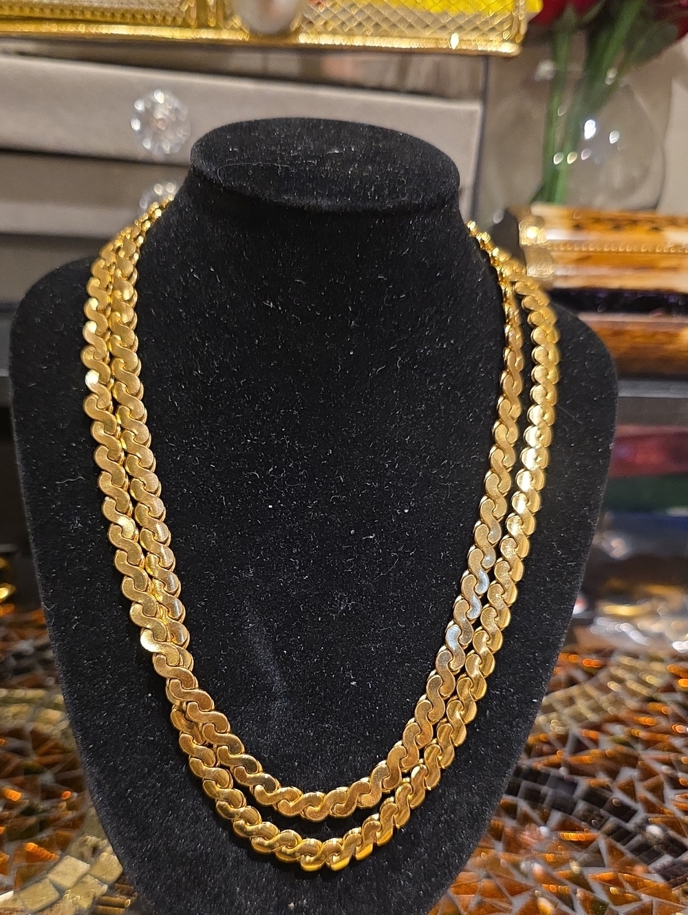 Monet Gold-Tone Double Curb Chain Necklace